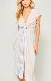 Promesa By the Sea Blue Striped MIDI Dress