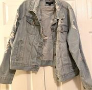 Forever 21  Stone washed distressed jean jacket.