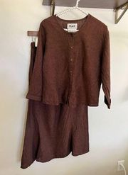 Flax Button Down Top & Skirt Set