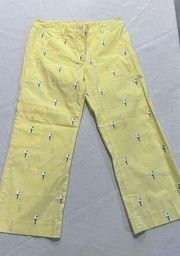 Lilly Pulitzer Womens Casual Crop Pants Printed Summer Yellow Size 2