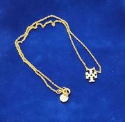 Tory Burch gold 14in necklace new