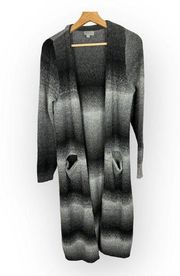 Joseph A Womens size Medium Gradient Duster Cardigan Long Line Wool Blend Gray