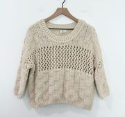 Anthropologie Moth Cream Chunky Sweater
Loose Knit Soft Chenille Yarn Small