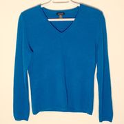 Only Mine cashmere V neck Aqua blue sweater sz Mp