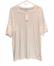 White Tiered Seam Pullover Tee Size Small