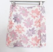 Aritzia Sunday Best Tatiana Floral Watercolor Pastel Slit Short Mini Skirt 6