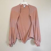 LOGO Lori Goldstein Top Womens Size XL/1X Shoulder Shrug Puff Sleeve Pink Rayon