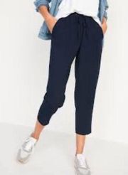 Old Navy High-Waisted StretchTech Utility Crop Pants In The Navy Size XL