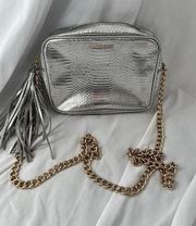 Victoria’s Secret tasseled silver crossbody bag