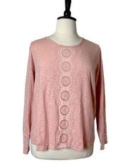 Knox Rose Tee Shirt Lace Long Sleeves Cotton Dusty Pink Women’s Plus Size XL