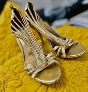 Carlos Santana Gold Metallic Snake Print Heels - Size 6​