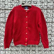 Woolrich Woman red and green knit button front cardigan sweater Vintage