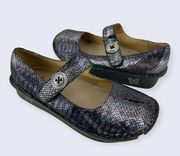 Paloma 717 Pewter Charmer Leather Silver Comfort Mary Jane 38 8 - 8.5