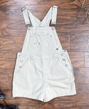 vintage • Y2K overall shorts shortalls No Boundaries cotton twill khaki 2000s