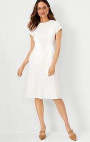 Ann Taylor Petite Midi Flare Dress in Herringbone Linen Blend size 6