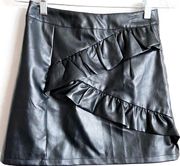 NWT LF Luvalot Ruffle Vegan Leather Mini Skirt