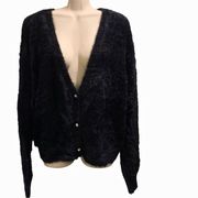 NWT Plus Size Wallflower Black Fuzzy Rhinestone Button Down Cardigan Size 3X