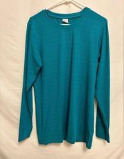 Zyia Activewear Teal Chill Long Sleeved Perforated Shirt Size Extra Large‎