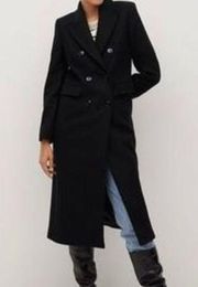 Black Wool Double Breasted Coat