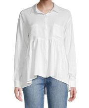 Lucca Couture Dropped-Shoulder Peplum Shirt in White