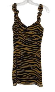 All In Favor Ruffle Straps Tiger Print Mini Dress