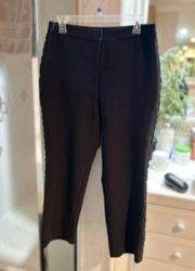 Kate Spade Womens Size 10 Black Floral Lace Trim Crop Cigarette Straight Pants