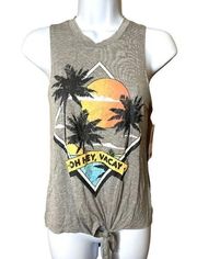 Rebellious One Heather Gray Palm Tree Tank Top​​