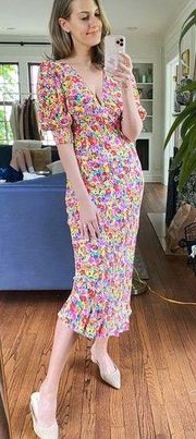 Rixo x target puff sleeves floral spring midi dress size 2