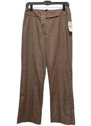 Ninety Women’s Sz 4 Brown Fall Plaid Houndstooth Straight Leg Trousers Pants