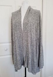 Gibson Look Cardigan Womens Open Front Long Sleeve Gathered Back Heather Gray XL