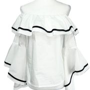 New  Flared Sleeve Off The Shoulder Top White Black