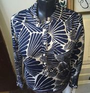 J.Crew  XS blue and white lightweight island coconut girl blouse