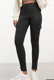 Stretch Twill Ankle Cargo Pant‎ Washed Black Size Small Petite NWT