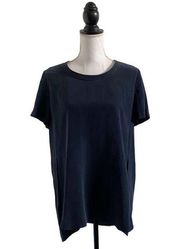 Silk Tunic Top Short Sleeve Navy Blue Women’s Size Medium 10/12