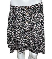 Maurices Skirt Womens Large Black Pink Ditzy Floral Flower Peasant Bohemian Y2K