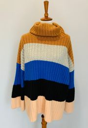 Altar’d State Colorblock Striped Turtleneck Bell Sleeve Sweater