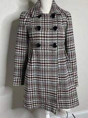 Shoshanna plaid double breasted wool blend coat size 4 anthropologie