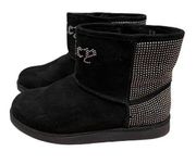 Juicy Couture Khaisa Suede Rhinestone Pull On Faux Fur Boots Size 6 New