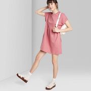 Pink Smock Dress With Rolled Sleeves