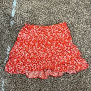 Roxy Floral Flowey Mini Skirt Red Medium