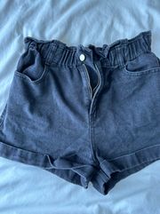 High Waisted Paperbag Denim Shorts 