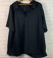 New Fenn Wright Manson black short sleeve split neck collar blouse top Size 3X