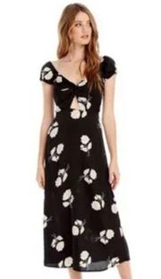 Saltwater Luxe Aspen Night Blooms Black Floral Cutout Maxi Dress Size Small