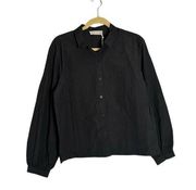 NWT Everlane Black Organic Cotton Girlfriend Button Up Long Sleeve Shirt Size 4