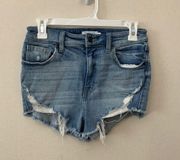 Oasis By Eunina Denim Distressed Cut Off High Waisted Shorts