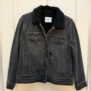 Sherpa Lined Black Denim Coat