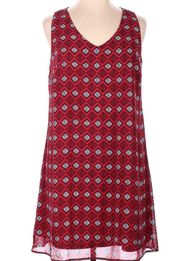 Luxology crotchet lace back red and blue shift dress size medium