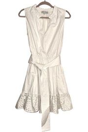 Karina Grimaldi Sleeveless Tier White Mini Cotton Dress MEDIUM