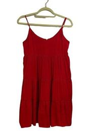 Naked Zebra Red Tiered Poplin Mini Dress Sz S