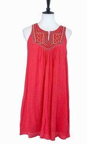 Luxology Women's Pink Embroidered Shift Swing Tunic Casual Dress Size 10